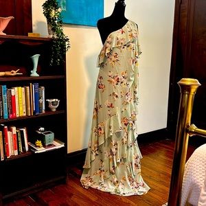 NWT Ralph Lauren Off Shoulder Ruffled Chiffon Maxi